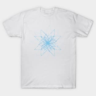 Bright, shining iceflower made of cool geometrical elements in icy blue tones T-Shirt